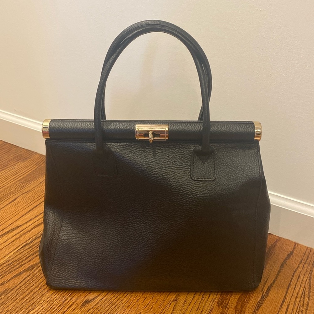 Borse In Pelle - Made in Italy Genuine Leather Black Handbag